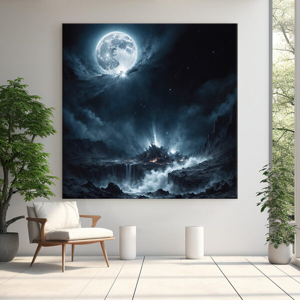 Maan aan de hemel Canvas Schilderijen Maan aan de hemel
