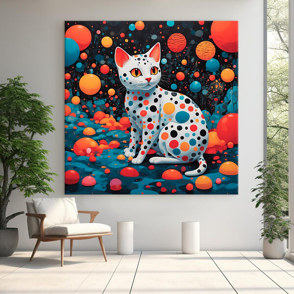 Kat met stippen Canvas Schilderijen Kat met stippen