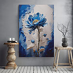Canvas Schilderijen Blauwe bloem met witte bladeren