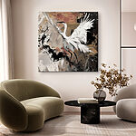 Canvas Schilderijen Schilderij van een witte kraanvogel