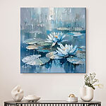 Canvas Schilderijen Schilderij van waterlelies en bladeren