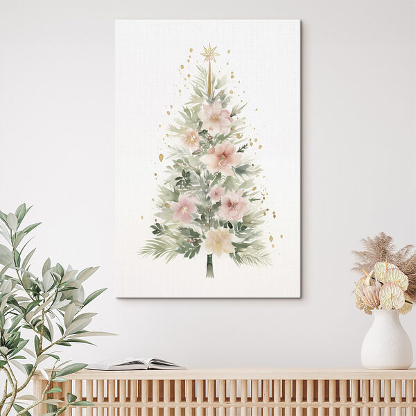 Aquarel van een kerstboom Canvas Schilderijen Aquarel van een kerstboom