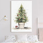 Canvas Schilderijen Aquarel van een kerstboom