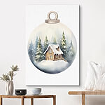 Canvas Schilderijen Aquarel van een huis in een besneeuwd bos
