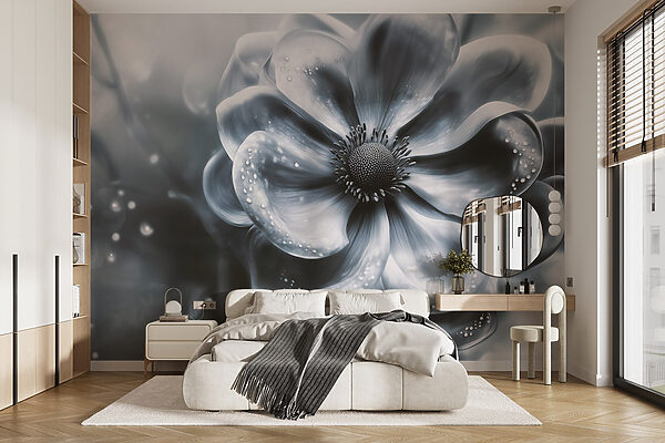 Elegante bloei in zachte monochrome tinten Fotobehang Elegante bloei in zachte monochrome tinten