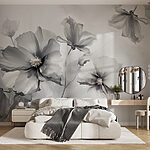 Fotobehang Groep bloemen op witte achtergrond