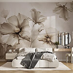 Fotobehang Groep bloemen op witte achtergrond