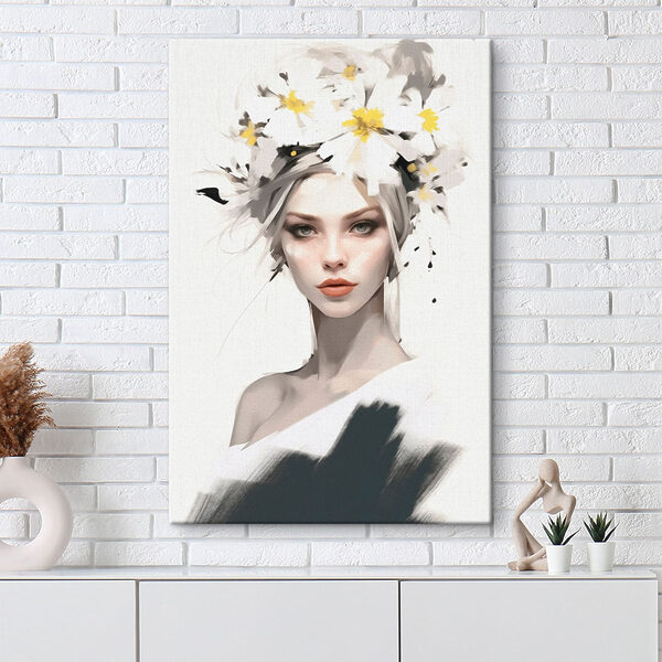 Vrouw met bloemen in haar haar Canvas Schilderijen Vrouw met bloemen in haar haar