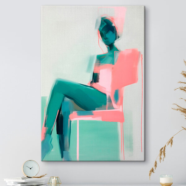 Vrouw zittend in een stoel Canvas Schilderijen Vrouw zittend in een stoel