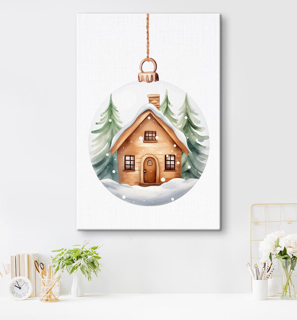 Glazen bol met een huis en bomen erin Canvas Schilderijen Glazen bol met een huis en bomen erin