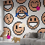 Fotobehang Naadloos patroon van smileygezichtjes