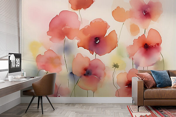 Schilderen van bloemen Fotobehang Schilderen van bloemen