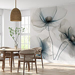 Fotobehang Groep bloemen met lichtblauwe bloemblaadjes
