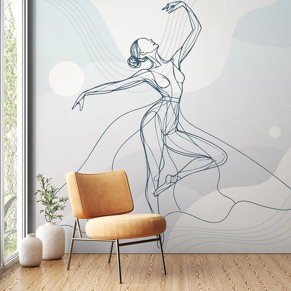 Tekening van een dansende vrouw Fotobehang Tekening van een dansende vrouw