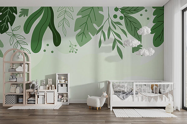 Groene bladeren en takken Fotobehang Groene bladeren en takken