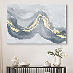 Canvas Schilderijen Abstracte golven van grijs en crème