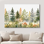 Canvas Schilderijen Aquarel van bomen en planten