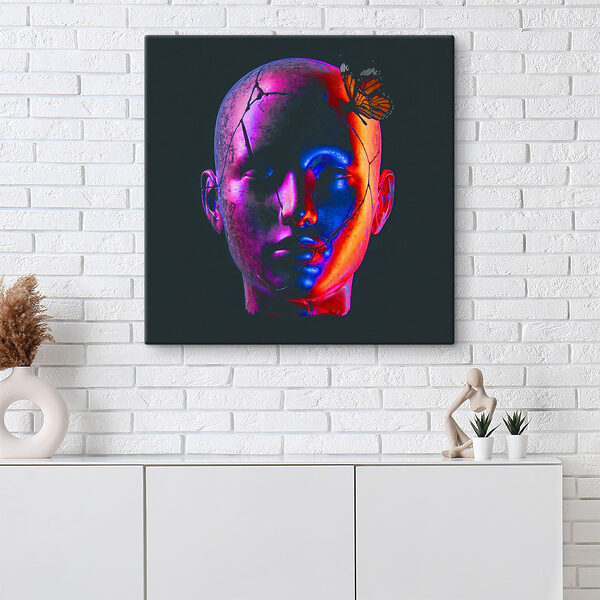 Gebroken hoofd met een vlinder erop Canvas Schilderijen Gebroken hoofd met een vlinder erop
