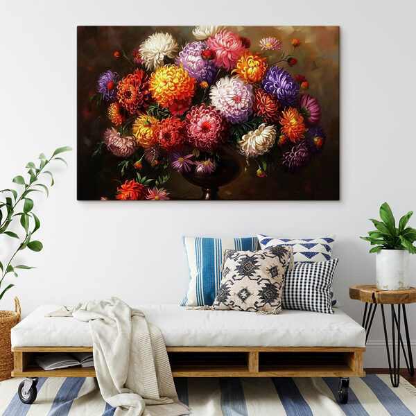 Schilderij van bloemen in een vaas Canvas Schilderijen Schilderij van bloemen in een vaas