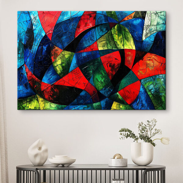 Kleurrijk glas in lood met veel verschillende kleuren Canvas Schilderijen Kleurrijk glas in lood met veel verschillende kleuren
