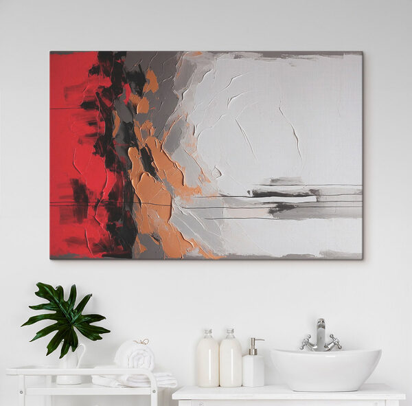 Schilderij van een rood-witte en grijze muur Canvas Schilderijen Schilderij van een rood-witte en grijze muur