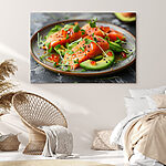 Canvas Schilderijen Bord met eten op een tafel