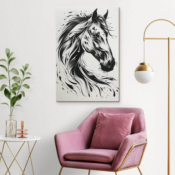 Zwart-wit tekening van een paard Canvas Schilderijen Zwart-wit tekening van een paard