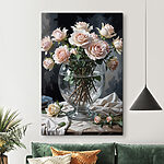 Canvas Schilderijen Vaas met bloemen en water
