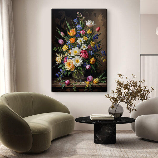 Vaas met bloemen Canvas Schilderijen Vaas met bloemen