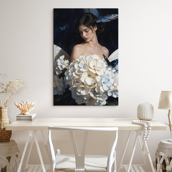 Vrouw met vlinders en bloemen Canvas Schilderijen Vrouw met vlinders en bloemen