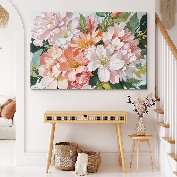 Delicate bloemen in zachte pasteltinten Canvas Schilderijen Delicate bloemen in zachte pasteltinten