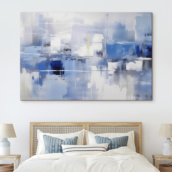 Blauwe en witte muur Canvas Schilderijen Blauwe en witte muur