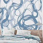 Fotobehang Blauwe en witte swirls