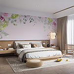 Fotobehang Groep bloemen en bladeren