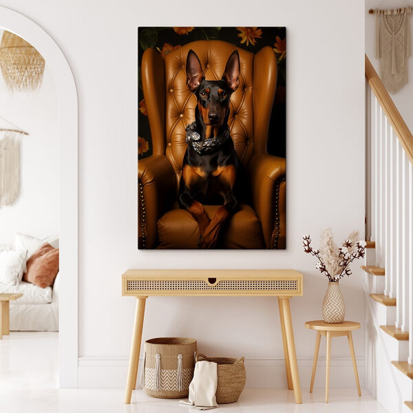 Hond zittend in een stoel Canvas Schilderijen Hond zittend in een stoel