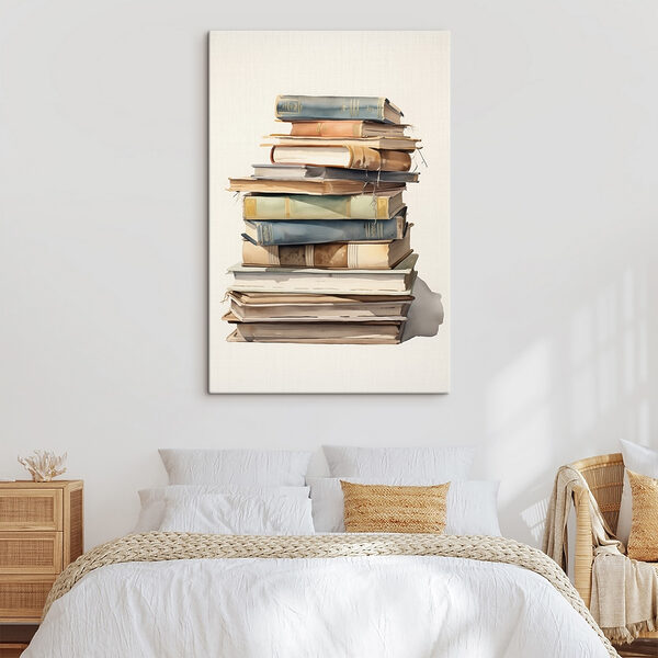 Aquarel van een stapel boeken Canvas Schilderijen Aquarel van een stapel boeken