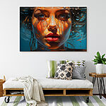 Canvas Schilderijen Vrouw onder water met waterdruppels