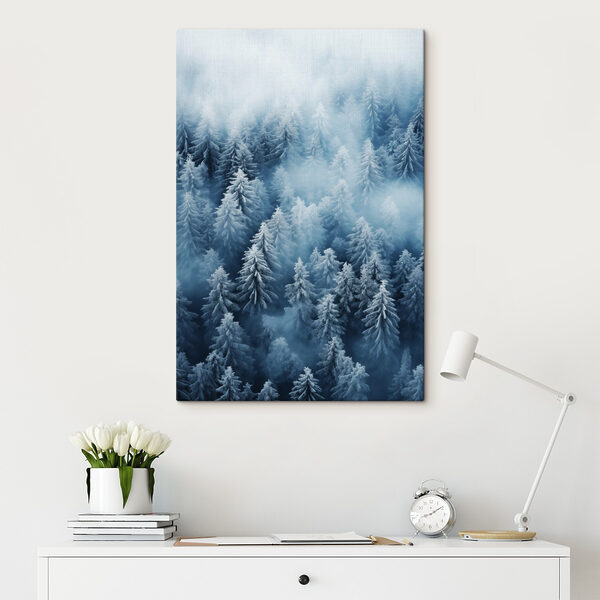 Groep bomen bedekt met sneeuw Canvas Schilderijen Groep bomen bedekt met sneeuw