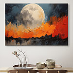 Canvas Schilderijen Schilderij van een maan en vuur
