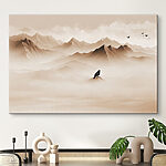 Canvas Schilderijen Vogel op een bergtop