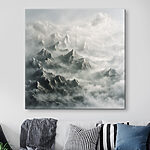 Canvas Schilderijen Bergketen met wolken