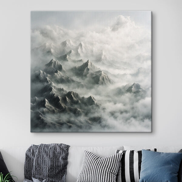 Bergketen met wolken Canvas Schilderijen Bergketen met wolken