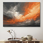 Canvas Schilderijen Bewolkte lucht met oranje en grijze wolken