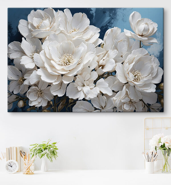 Groep witte bloemen Canvas Schilderijen Groep witte bloemen