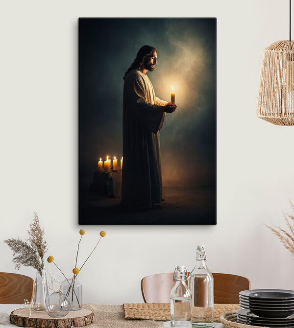 Man met kaars Canvas Schilderijen Man met kaars
