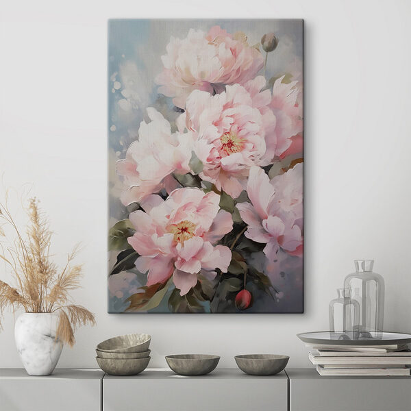Schilderij van roze bloemen Canvas Schilderijen Schilderij van roze bloemen