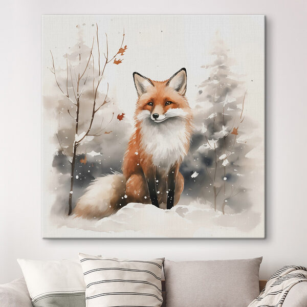 Vos zittend in de sneeuw Canvas Schilderijen Vos zittend in de sneeuw