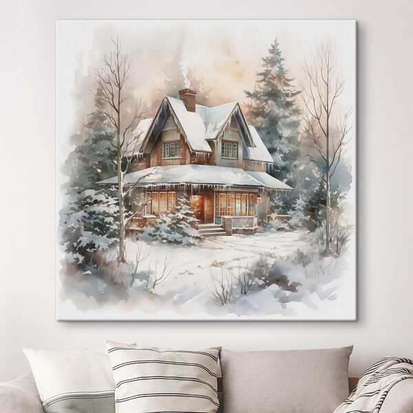 Huis in de sneeuw Canvas Schilderijen Huis in de sneeuw