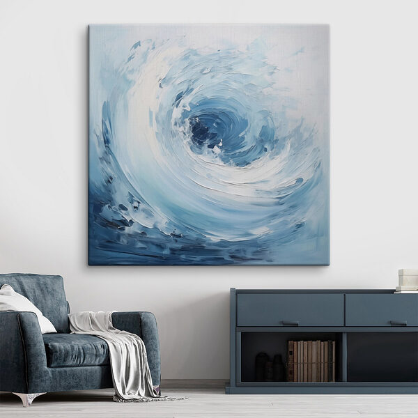Canvas Schilderijen Canvas Schilderijen Witte en blauwe golven (Artikelnummer: s42136)