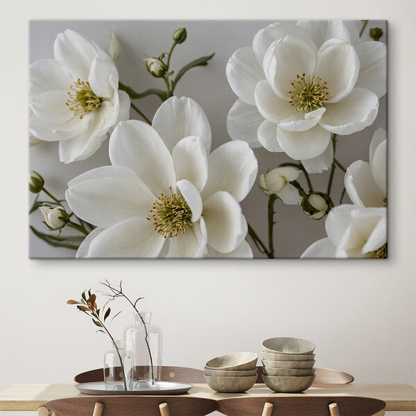 Groep witte bloemen Canvas Schilderijen Groep witte bloemen